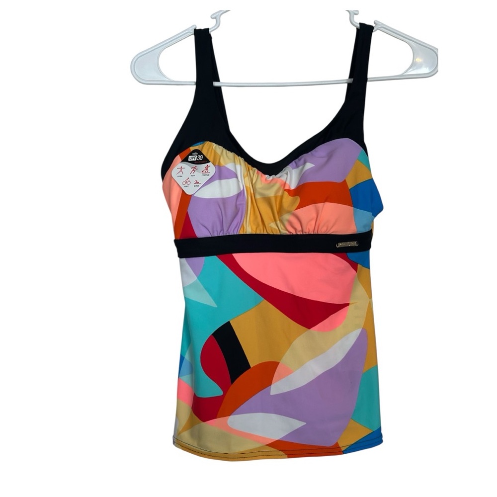 Zeroxposur Colorblock Tankini Top Small NWT Ruched UPF 30 Swim Top